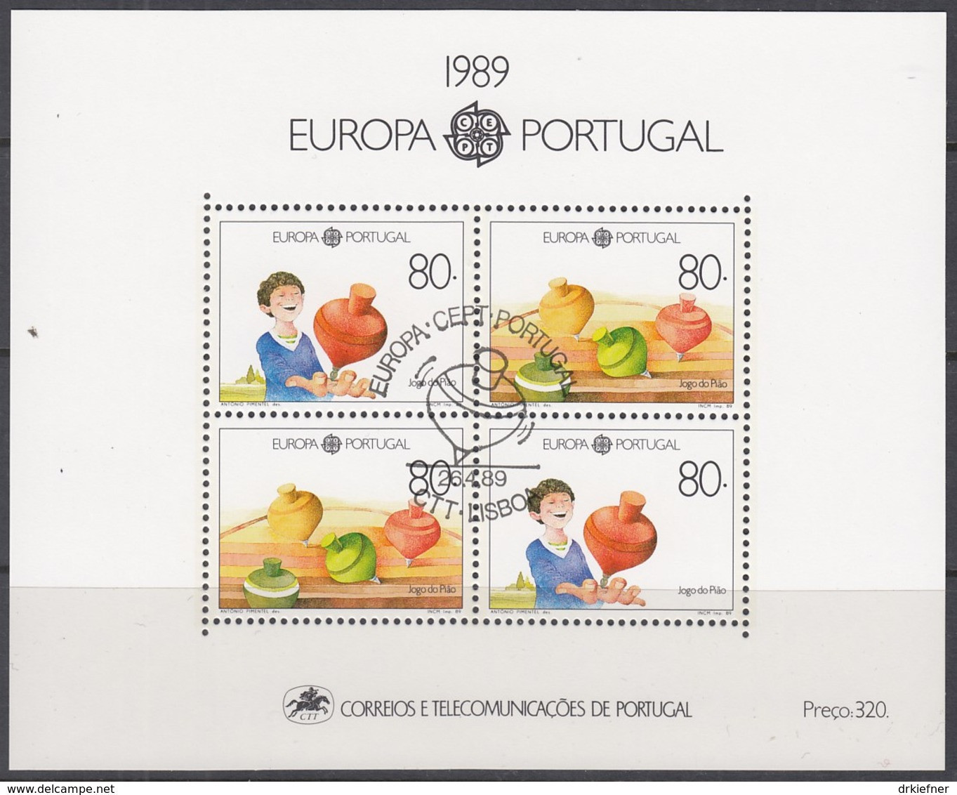 PORTUGAL  Block 64, Gestempelt, Europa: Kinderspiele, 1989 - 1989