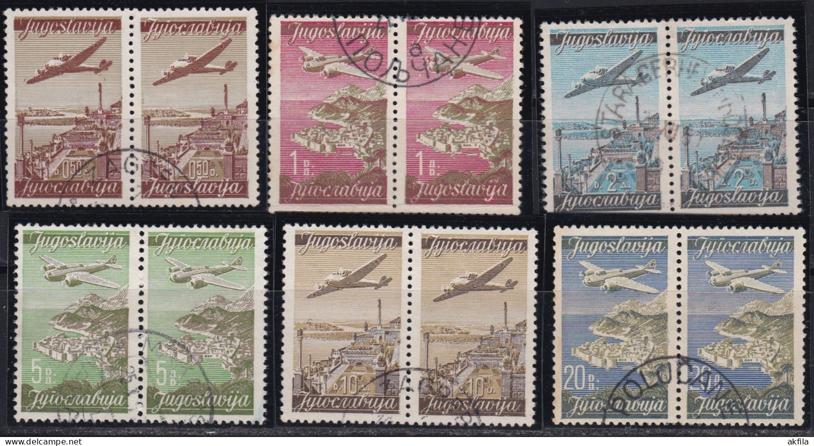 Yugoslavia 1947 Airmail In A Pair Used Michel 515/520 I+II - Usados