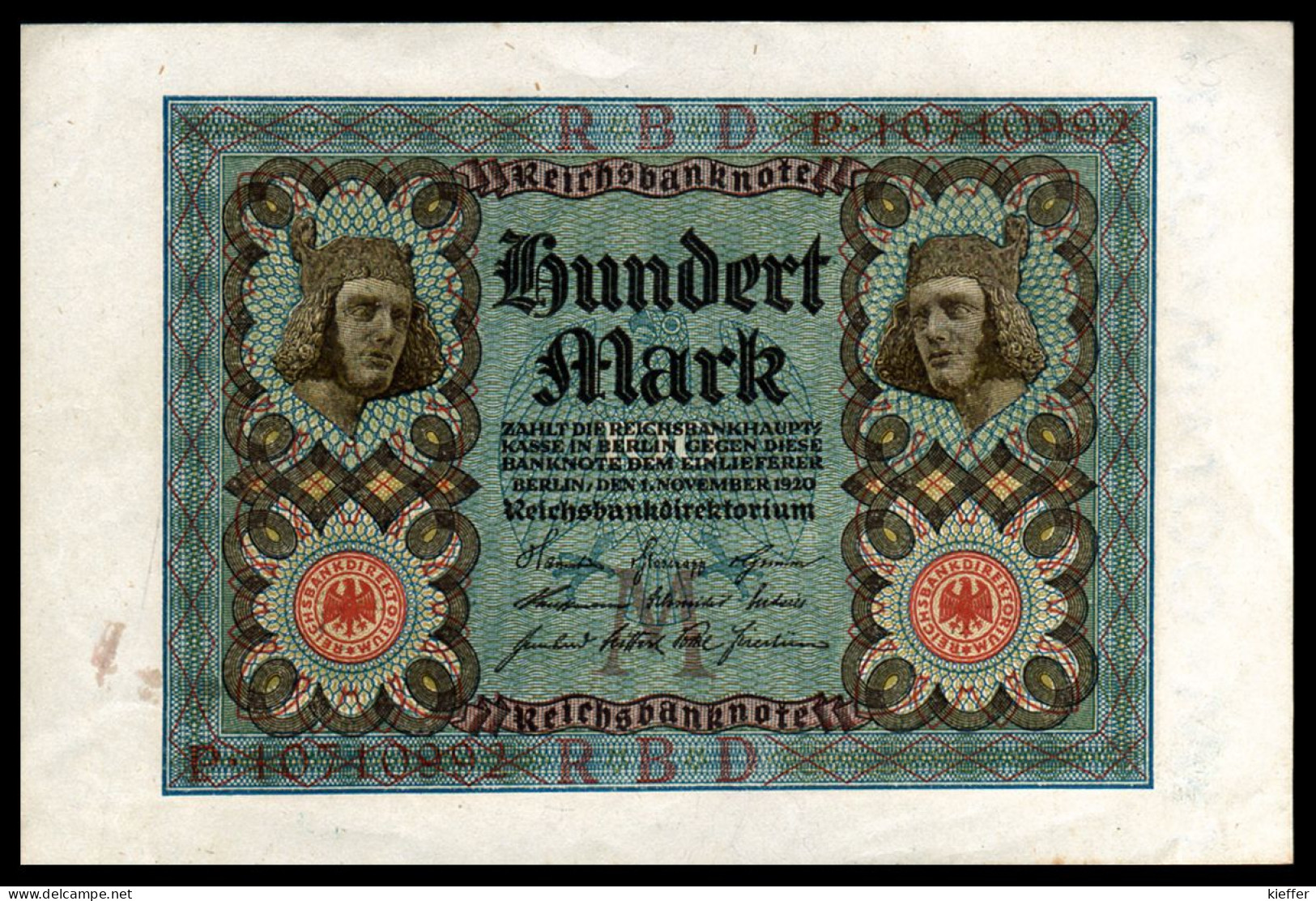 DEUTSCHLAND - ALLEMAGNE - 100 Mark Reichsbanknote - 1920 - P69 - AU / SPL - 100 Mark