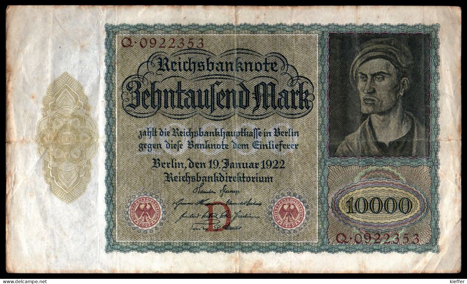 DEUTSCHLAND - ALLEMAGNE - 10000 Mark - 1922 - P70 - VF / TTB - 10.000 Mark