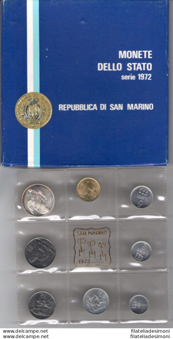 1972 Repubblica Di San Marino Monete Divisionali FDC Con 500 Lire In Argento - San Marino