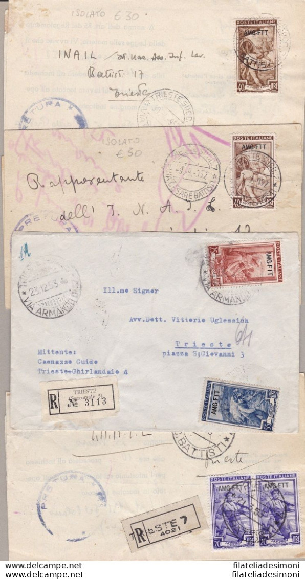 1950-54 TRIESTE A - 3 Documenti + 1 Lettera Affrancati Con Valori Italia Lavoro - Sonstige & Ohne Zuordnung