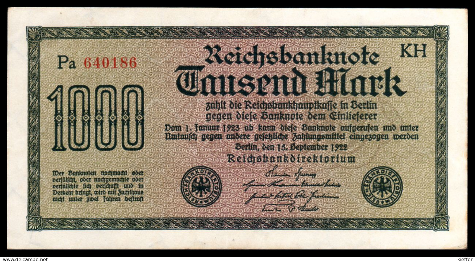 DEUTSCHLAND - ALLEMAGNE - 1000 Mark - 1922 - P76 - UNC / NEUF - 1.000 Mark