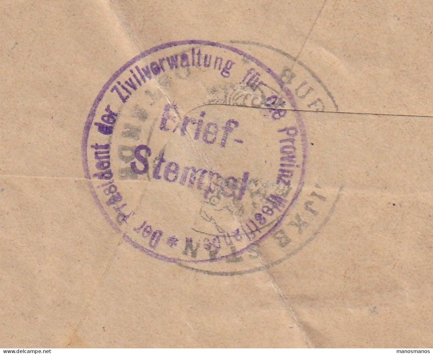 DDFF 857 --  Enveloppe TP Germania (Allemand,sans Surcharge) Feldpost 1918 - Entete Stad OOSTENDE - Griffe ORTSKOM... - OC26/37 Territoire Des Etapes