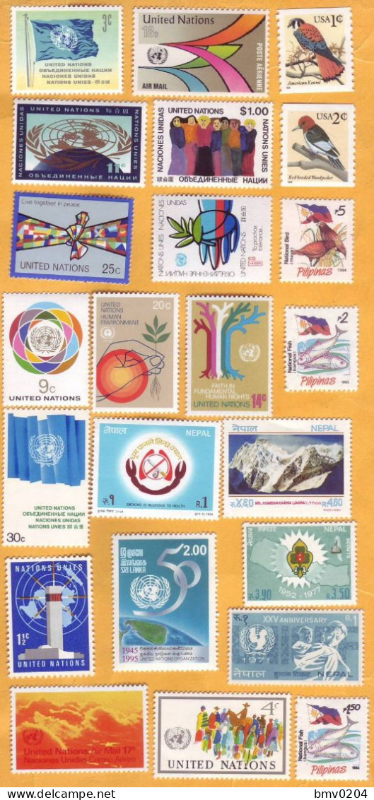 1999 1994 America  United Natios, United States,  Nepal, Pilipinas  Birds 23 Stamps Mint - Collections, Lots & Séries