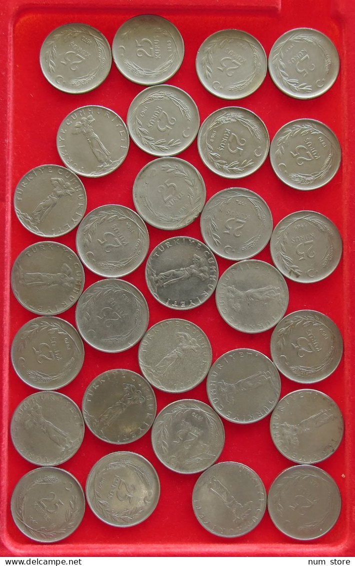 COLLECTION LOT TURKEY 25 LIRA 29PC 125G #xx40 1955 - Turchia