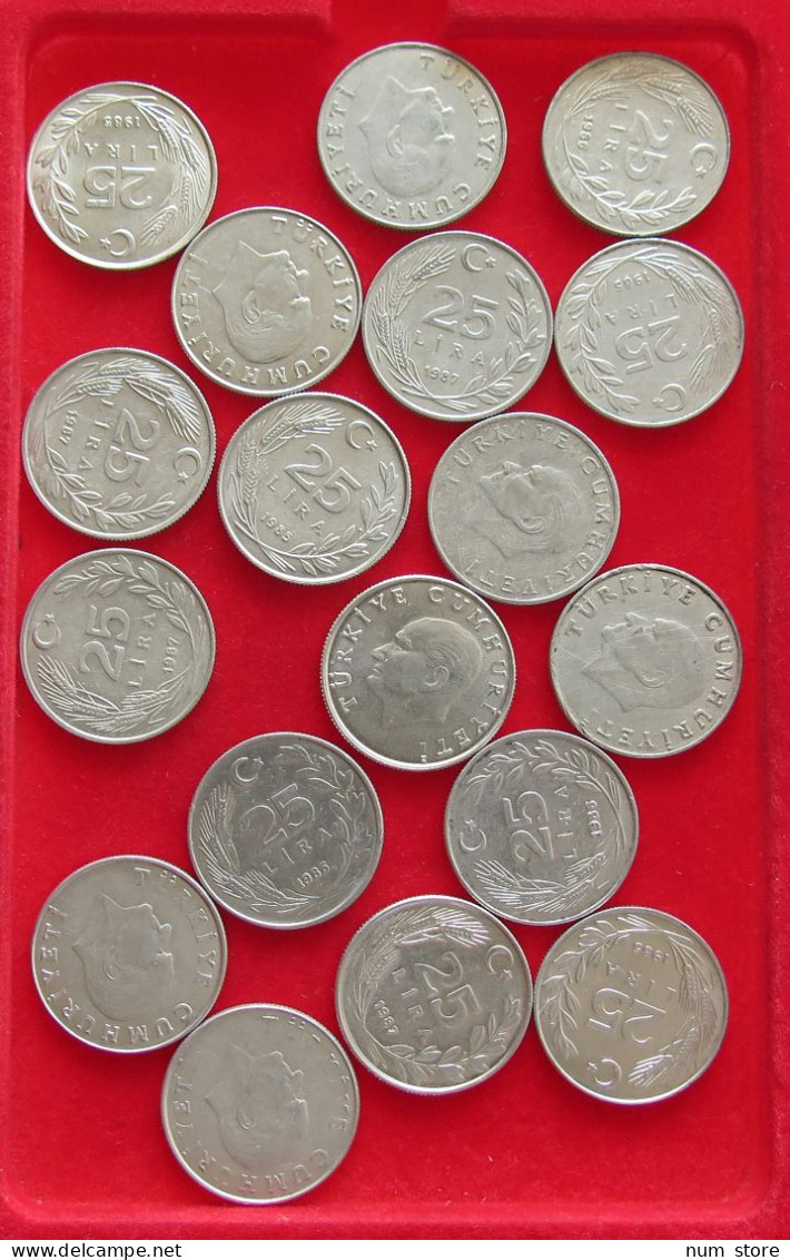 COLLECTION LOT TURKEY 25 LIRA 18PC 51G #xx40 1861 - Turquie