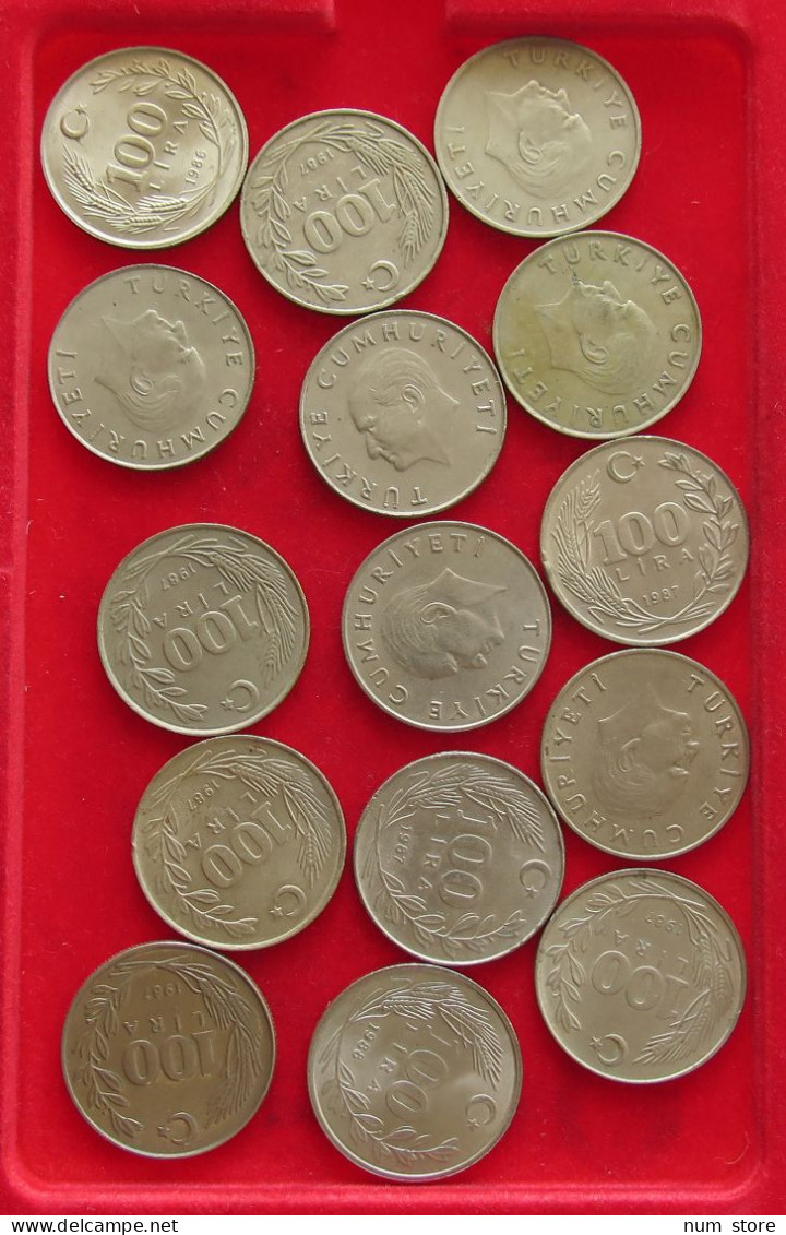 COLLECTION LOT TURKEY 100 LIRA 15PC 165G #xx40 1849 - Turquie