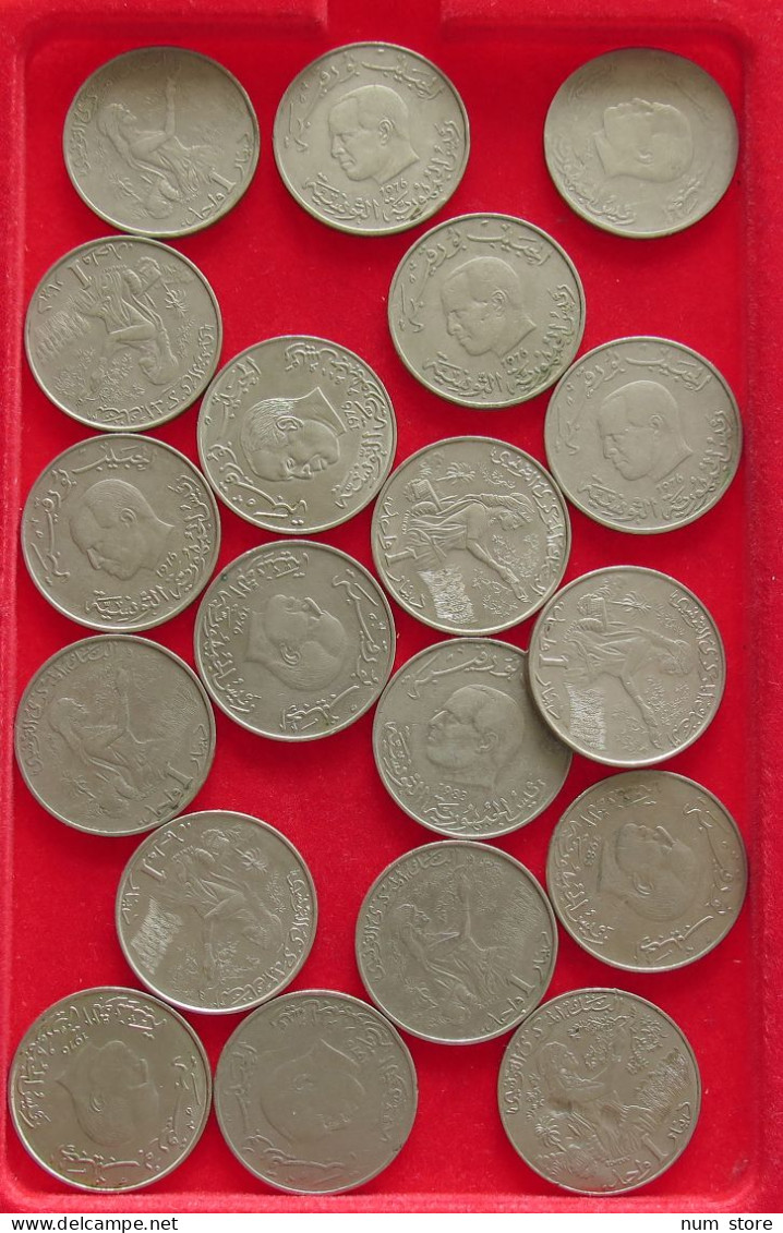 COLLECTION LOT TUNISIA DINAR 19PC 190G #xx40 2026 - Tunisia