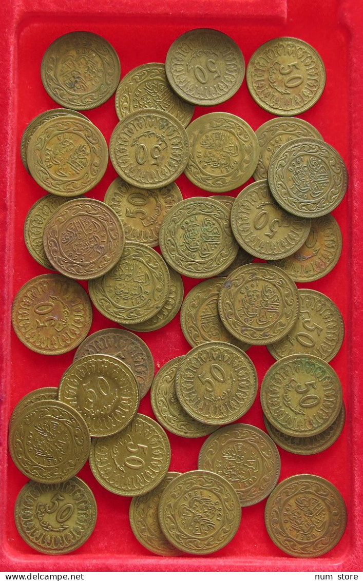 COLLECTION LOT TUNISIA 50 MILLIEMES 37PC 216G #xx40 2036 - Túnez