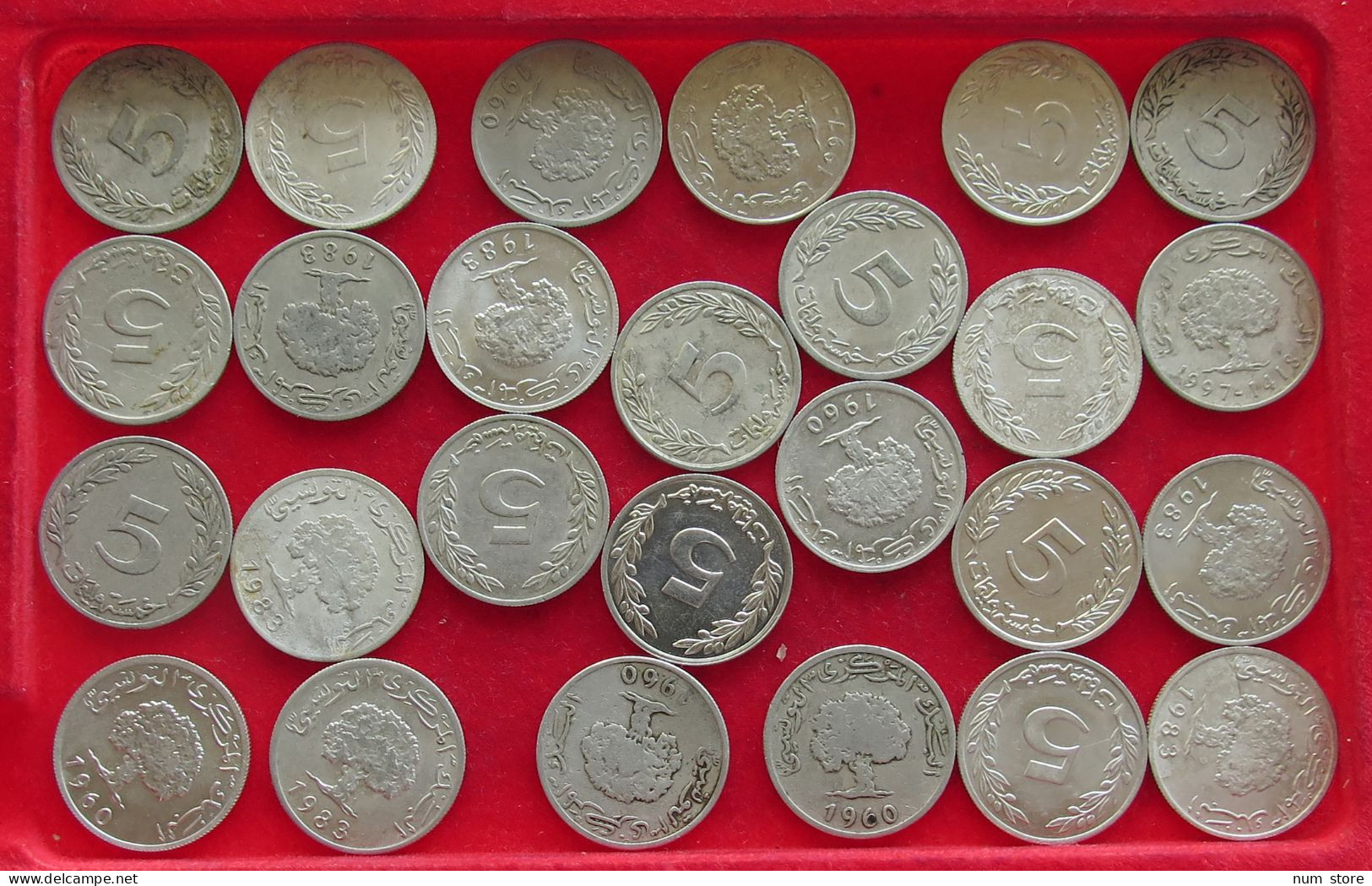 COLLECTION LOT TUNISIA 5 MILLIM 26PC 40G #xx40 1887 - Túnez