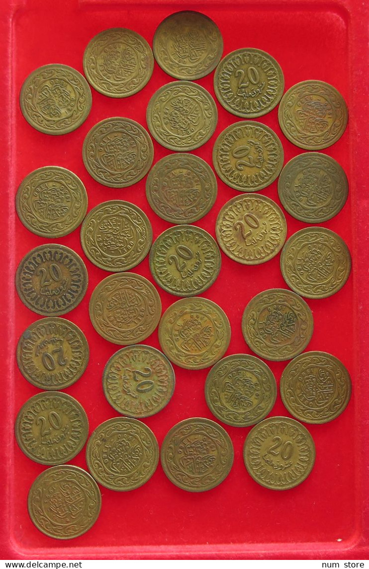 COLLECTION LOT TUNISIA 20 MILLIEMES 28PC 123G #xx40 1890 - Tunisia