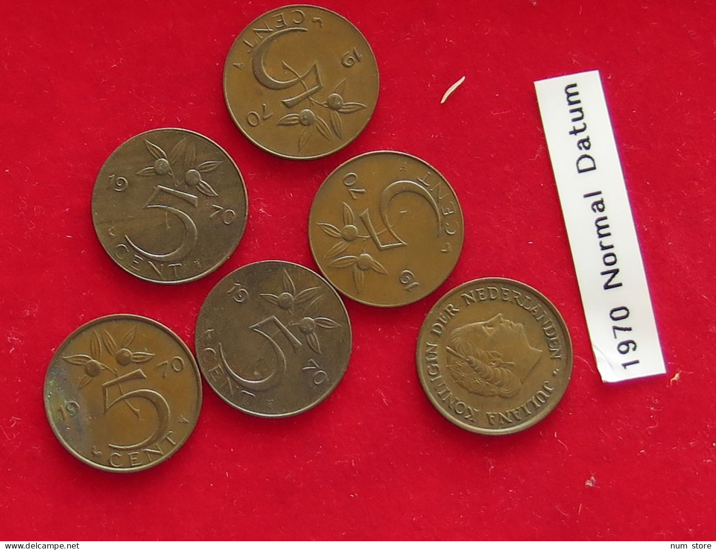 COLLECTION LOT NETHERLANDS 5 CENTS 1970 NORMAL DATE 6PC 21PC #xx40 1779 - Verzamelingen