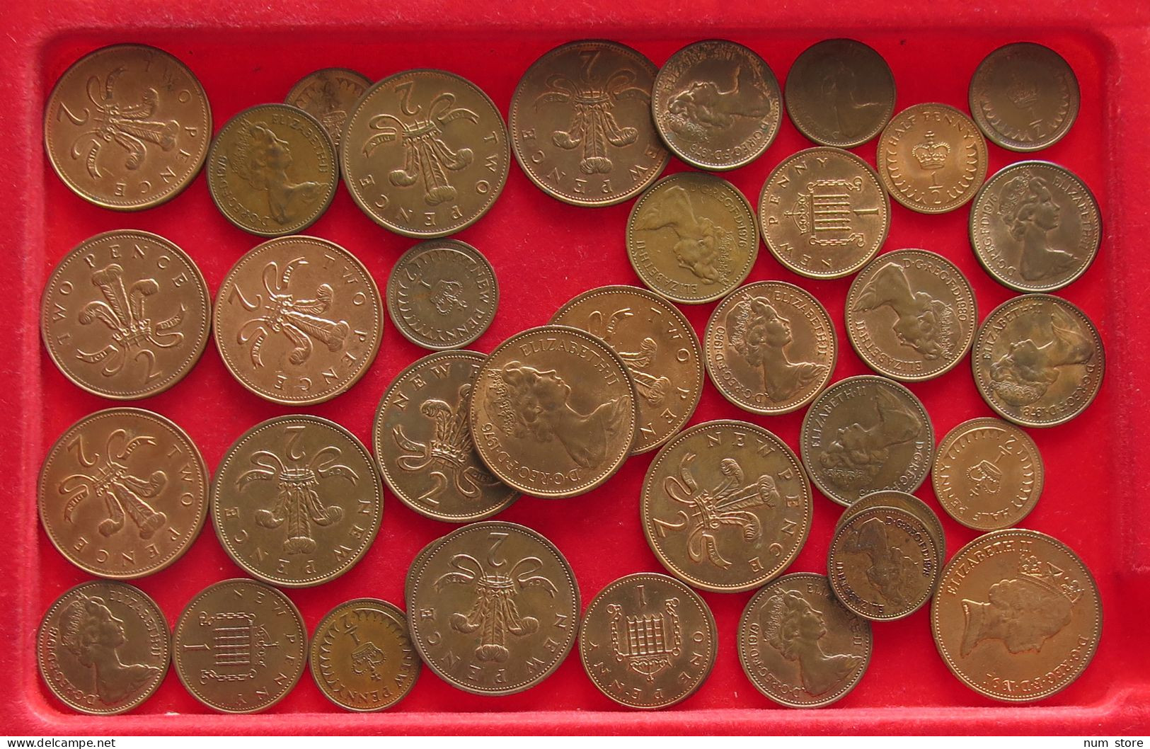 COLLECTION LOT GREAT BRITAIN 1 1/2 2 PENCE 37PC 161G #xx40 2048 - Colecciones