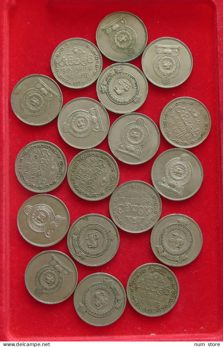 COLLECTION LOT CEYLON SRI LANKA RUPEE 18PC 129G #xx40 1875 - Sri Lanka (Ceylon)