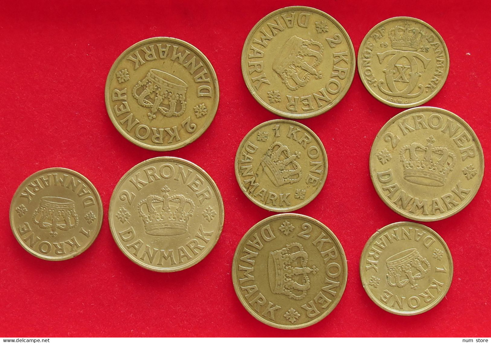 COLLECTION LOT DENMARK 1 2 KRONER BEFORE 1945 9PC 91G #xx40 1972 - Danimarca