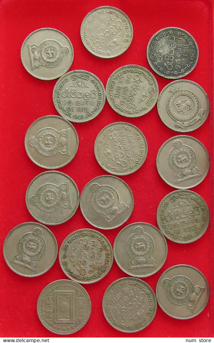 COLLECTION LOT CEYLON SRI LANKA RUPEE 18PC 128G #xx40 1879 - Sri Lanka