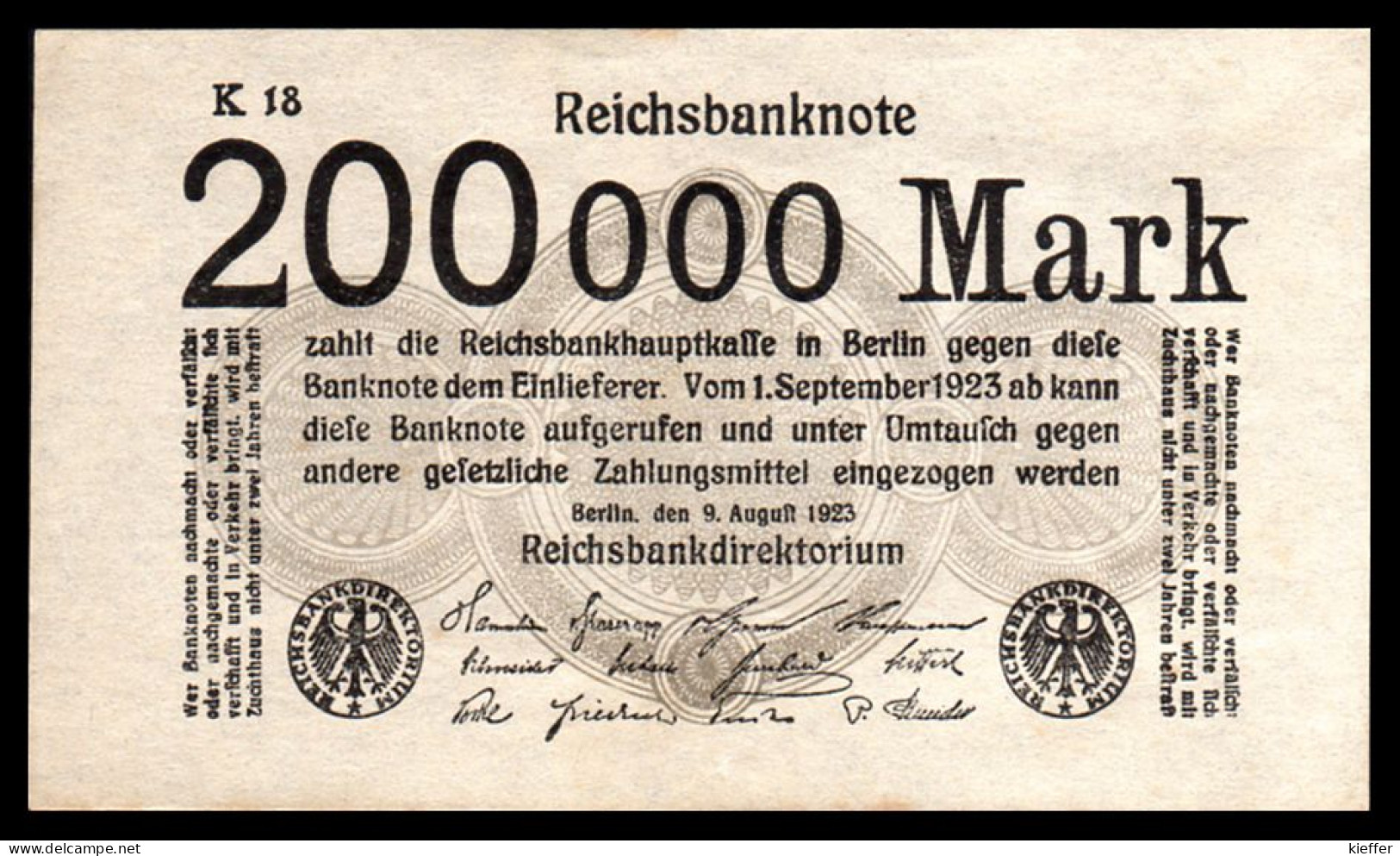 DEUTSCHLAND - ALLEMAGNE - 200 000 Mark Reichsbanknote - 1923 - P100 - UNC / NEUF - 20 Mio. Mark