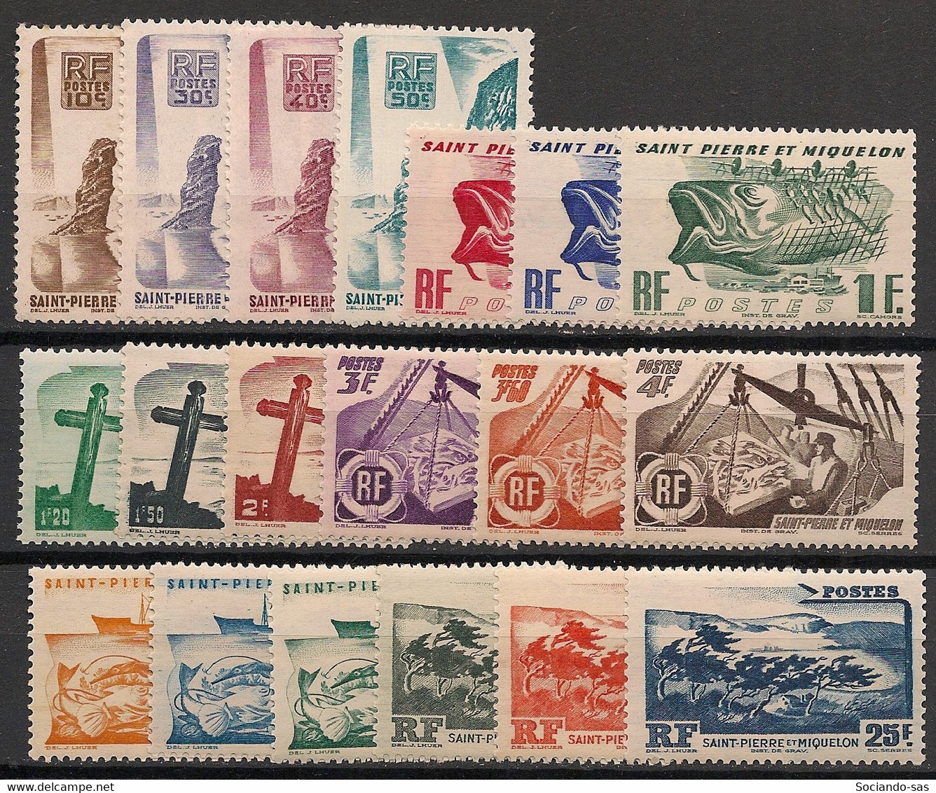 SPM - 1947 - N°YT. 325 à 343 - Série Complète - Neuf Luxe ** / MNH / Postfrisch - Unused Stamps