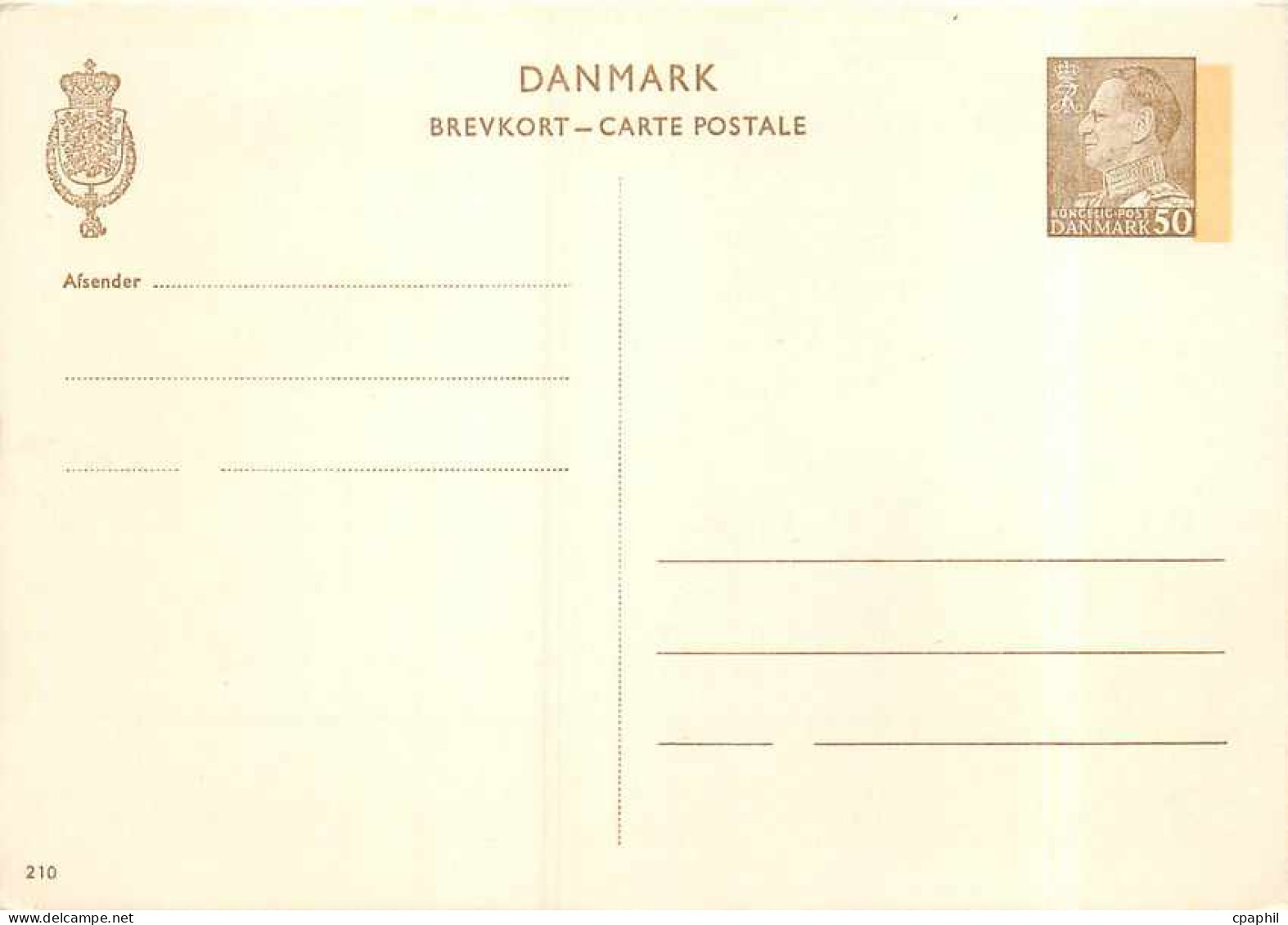 Entier Postal Stationary Denmark  50o - Postal Stationery