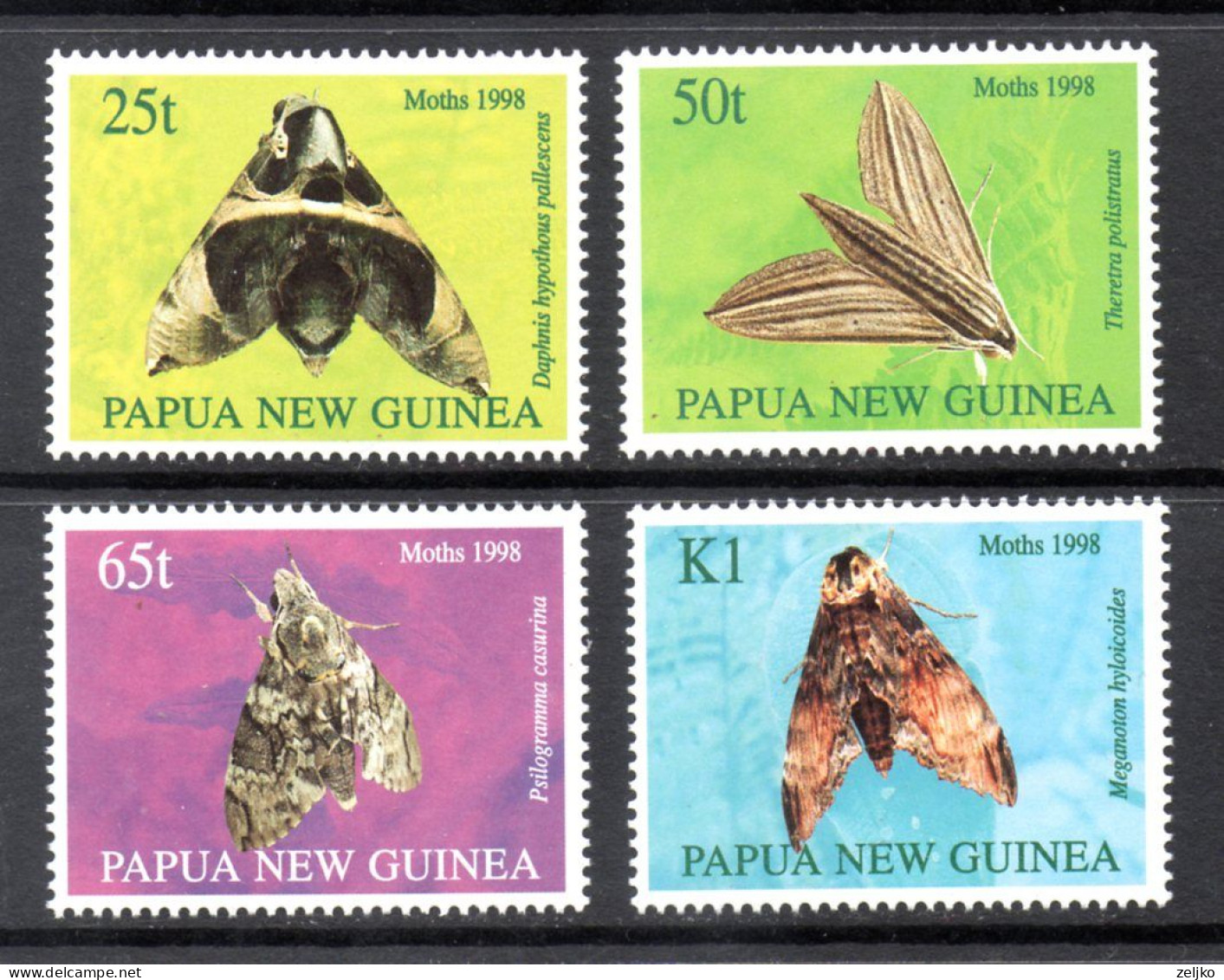 *** Papua New Guinea, 1998, MNH, Michel 824 - 827, Moths, Fauna - Papua New Guinea