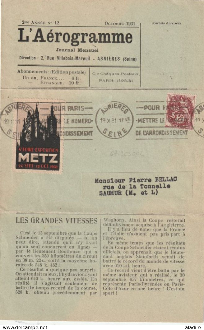 1930 / 1932 - Collection complète - L'AEROGRAMME - 15 numéros (avec le 7 bis) - Journal mensuel aérophilatélique