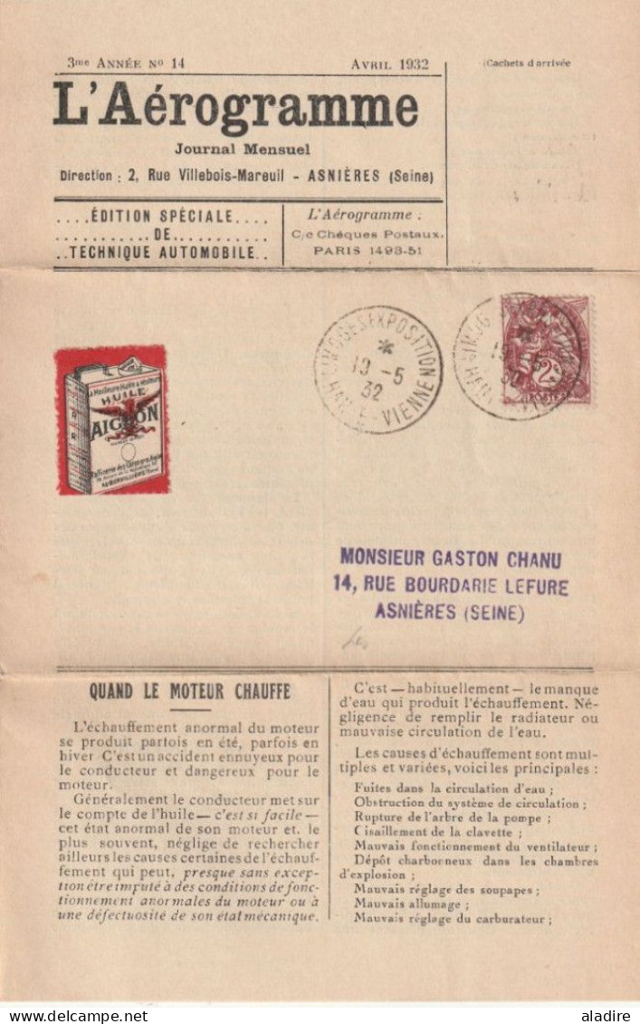 1930 / 1932 - Collection complète - L'AEROGRAMME - 15 numéros (avec le 7 bis) - Journal mensuel aérophilatélique