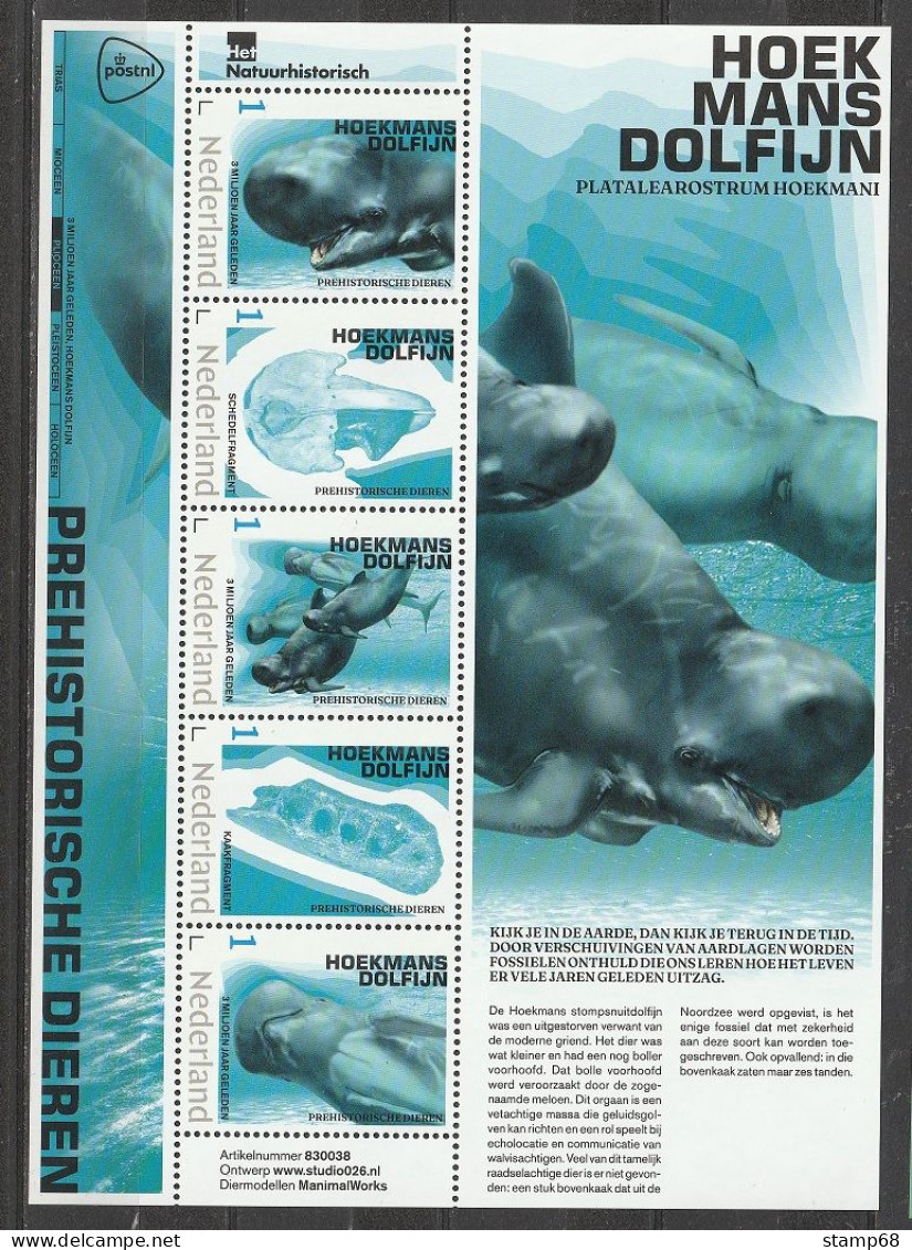 Nederland NVPH 3642 Vel Persoonlijke Zegels Prehistorische Dieren Hoekmansdolfijn 2023 MNH Postfris Dolphin Dauphin - Francobolli Personalizzati