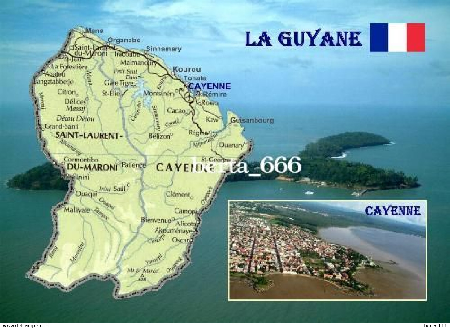 French Guiana Map Guyane New Postcard * Carte Geographique * Landkarte - Other & Unclassified