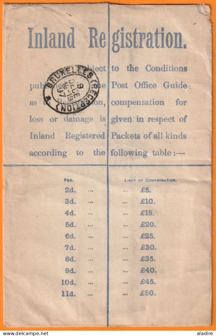 1897 - QV - Enveloppe RECOMMANDEE De MIDDLESBROUGH, England Vers BRUXELLES Brussels, Belgique - Marcofilia