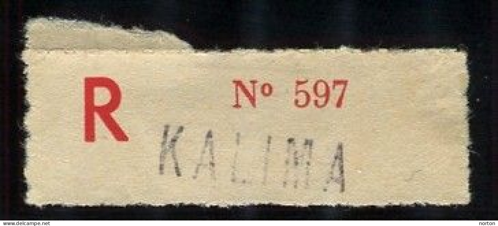 Congo Kalima Etiquette De Recommandé Type 2Ad/R/M (grande Griffe Majuscule) Dent. 6 3/4 - Briefe U. Dokumente