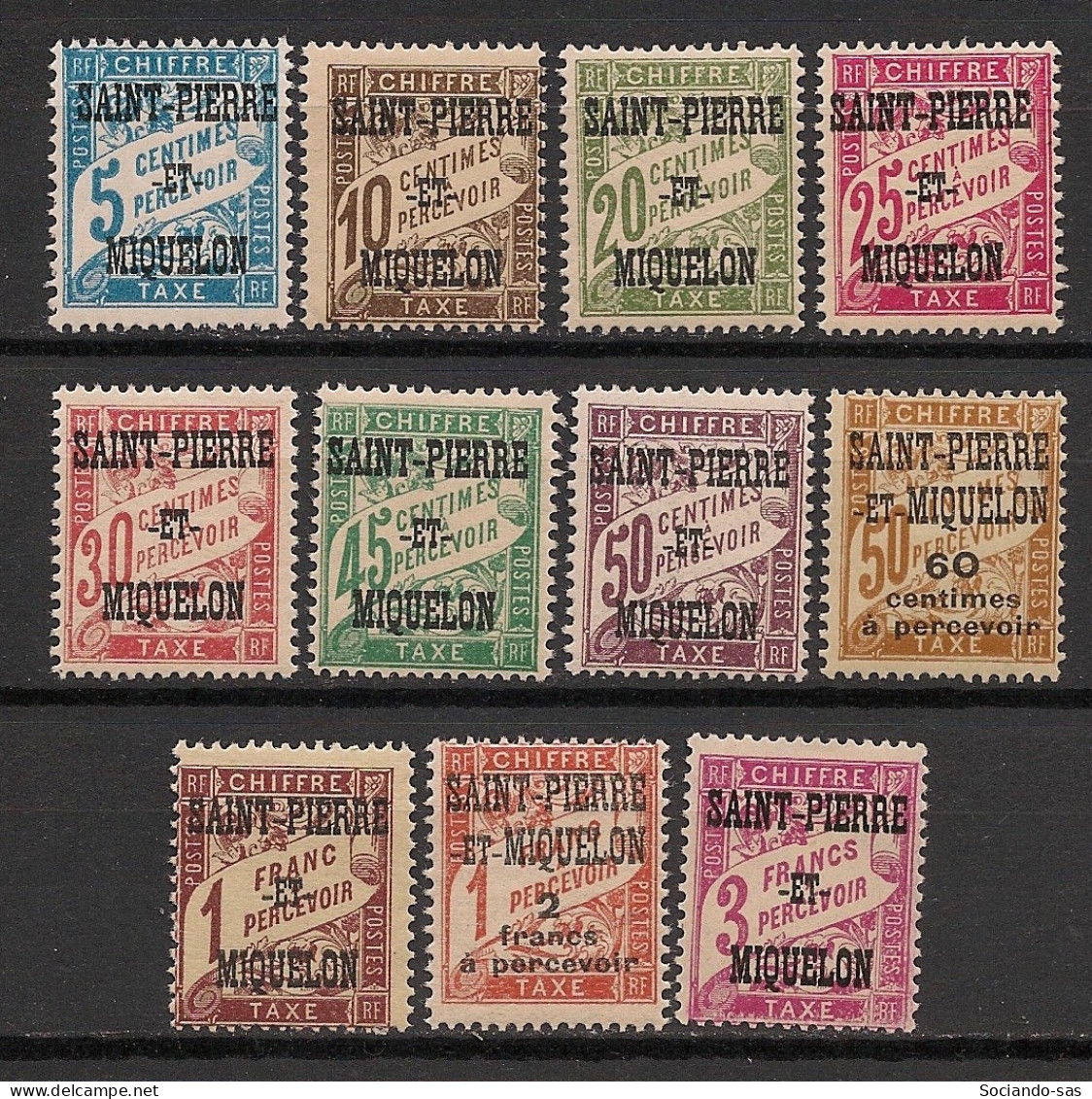 SPM - 1925-27 - Taxe TT N°YT. 10 à 20 - Série Complète - Neuf * / MH VF - Postage Due