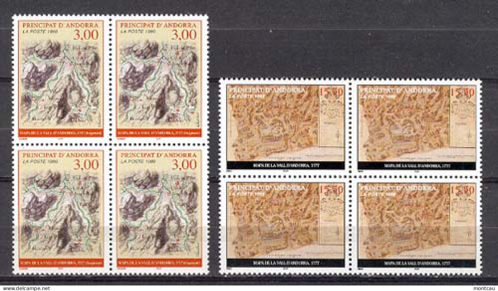 Andorra -Franc 1998 Mapas Del Principado. Y=508-09 E=529-30 (**) Bl - Unused Stamps