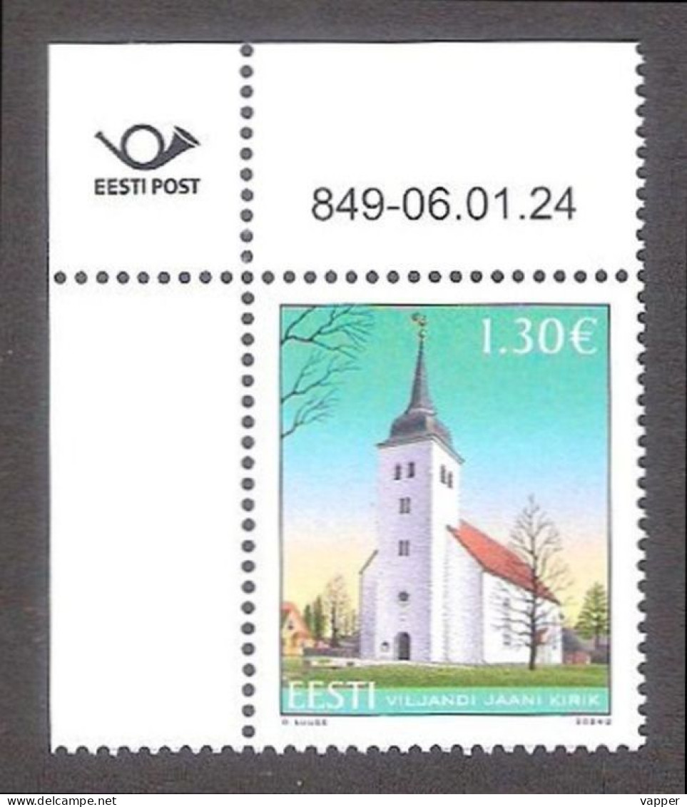 St. John's Church In Viljandi Estonia 2024 MNH Corner Stamp With Issue Nr Mi 1095 - Estonia