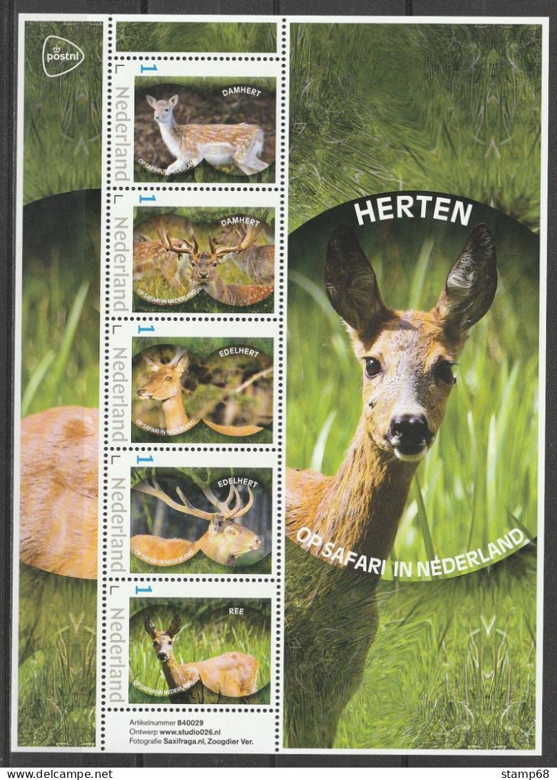 Nederland NVPH 3642 Vel Persoonlijke Zegels Op Safari Herten 2024 MNH Postfris Deer Cerf Reh - Timbres Personnalisés