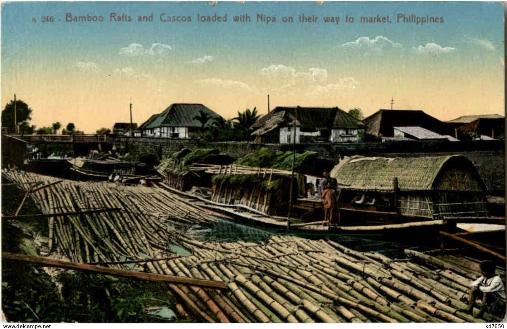 Bamboo Rafts An Cascos Loaded With Nipa Philippines - Filippine
