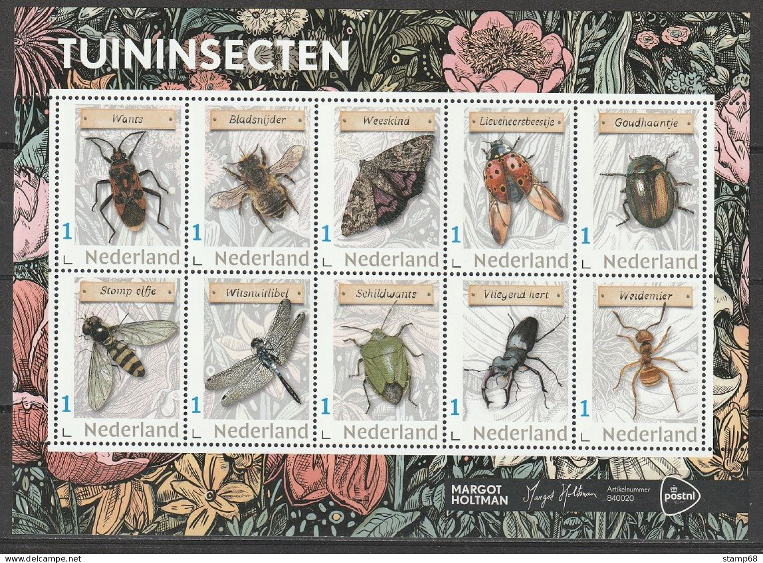 Nederland NVPH 3642 Vel Persoonlijke Zegels Tuininsecten 2024 MNH Postfris Ladybird Coccinelle - Timbres Personnalisés