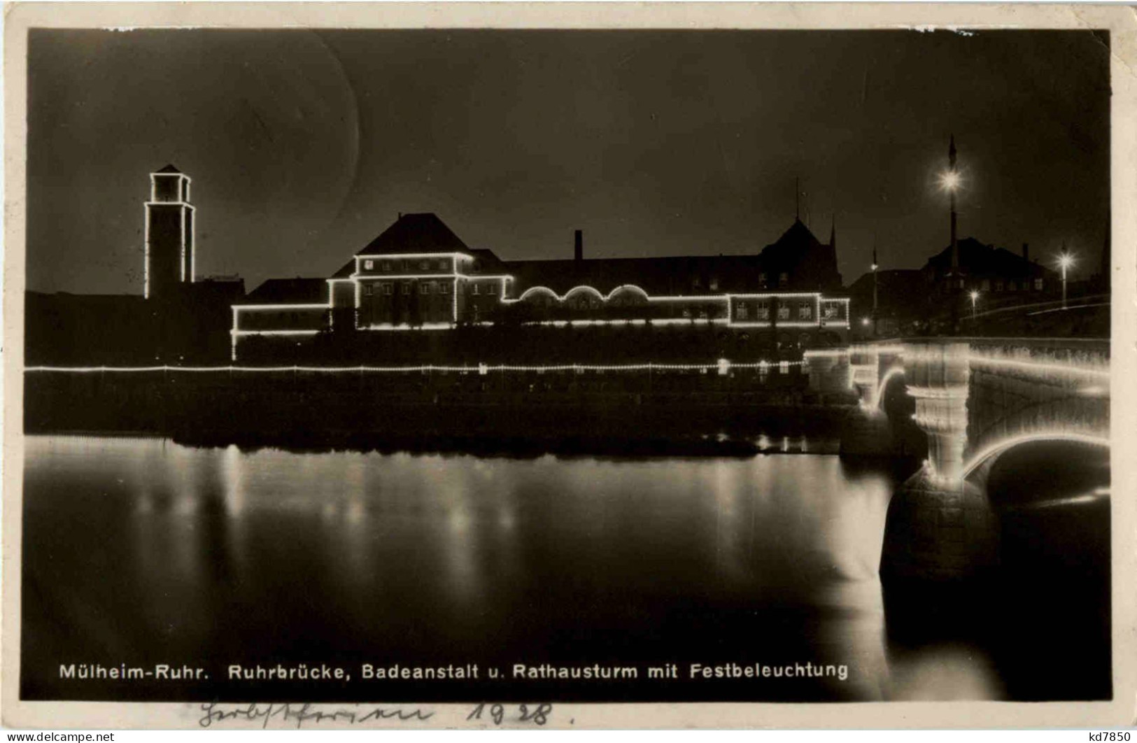 Mülheim Ruhr - Badeanstalt Mit Festbeleuchtung - Muelheim A. D. Ruhr