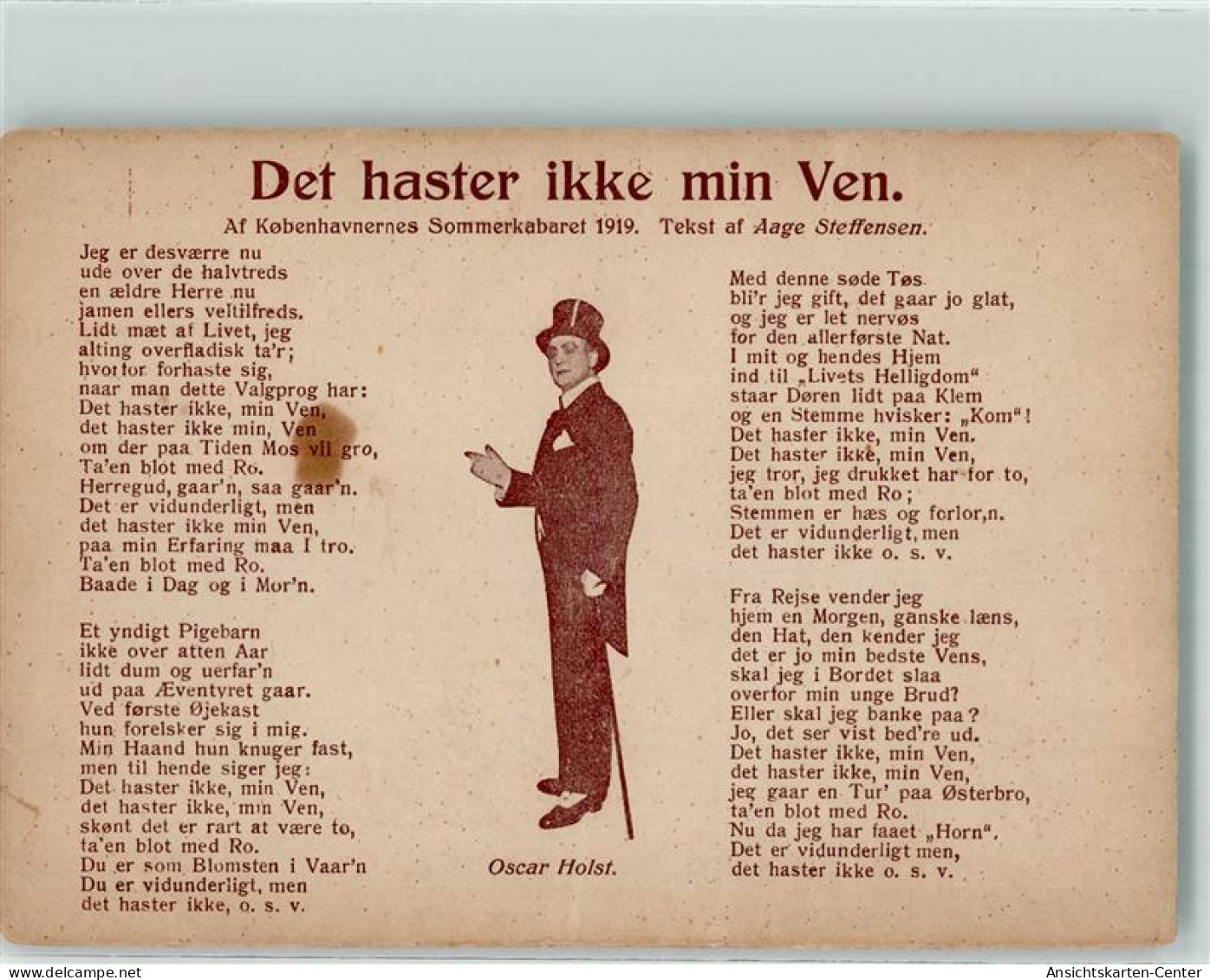 10677901 - Kopenhagener Sommerkabarett Oscar Holst  1919 Tekst Of Aage Steffensen - Danemark