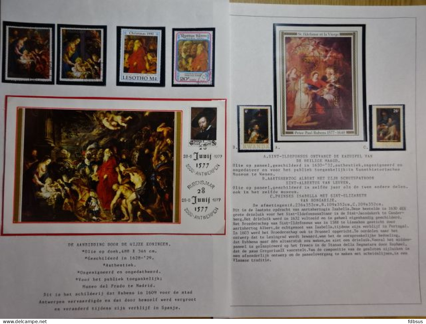 Rubens verzameling - postzegels, blokken, Fdc's , briefkaart en andere van verschillende landen op bladen met uitleg in
