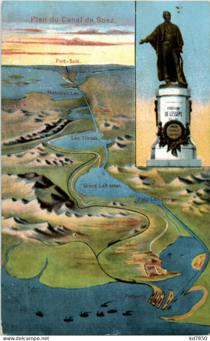 Plan Du Canal De Suez - Sues
