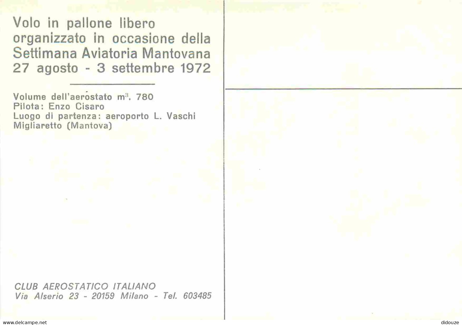 Aviation - Montgolfières - Club Aerostatico Italiano - Balloon - CPM - Carte Neuve - Voir Scans Recto-Verso - Balloons
