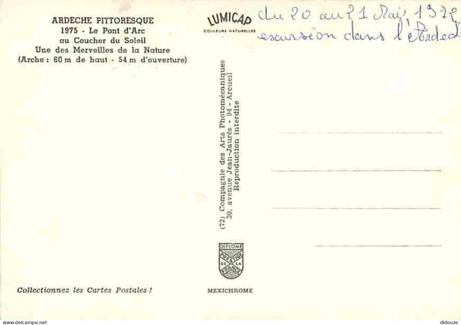 07 - Ardèche - Gorges De L'Ardèche - Le Pont D'Arc - CPM - Voir Scans Recto-Verso - Vallon Pont D'Arc