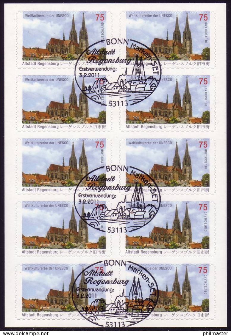 FB 14a UNESCO Regensburg, Folienblatt 10x2580, Prod.-Nr.: 1620 20111, EV-O Bonn - 2011-2020