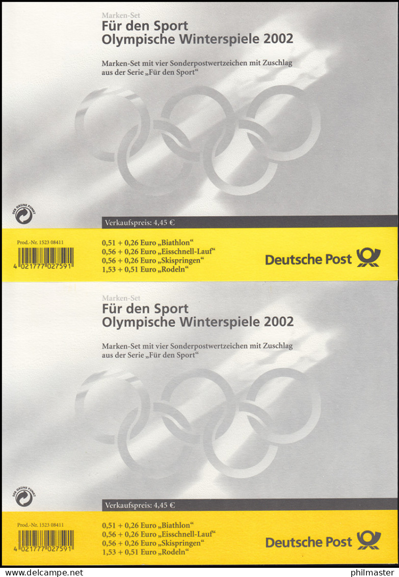 47 MH Winterolympiade: Deckel-Farbvarianten-Set Hellgelb Und Gelborange ** - 2001-2010