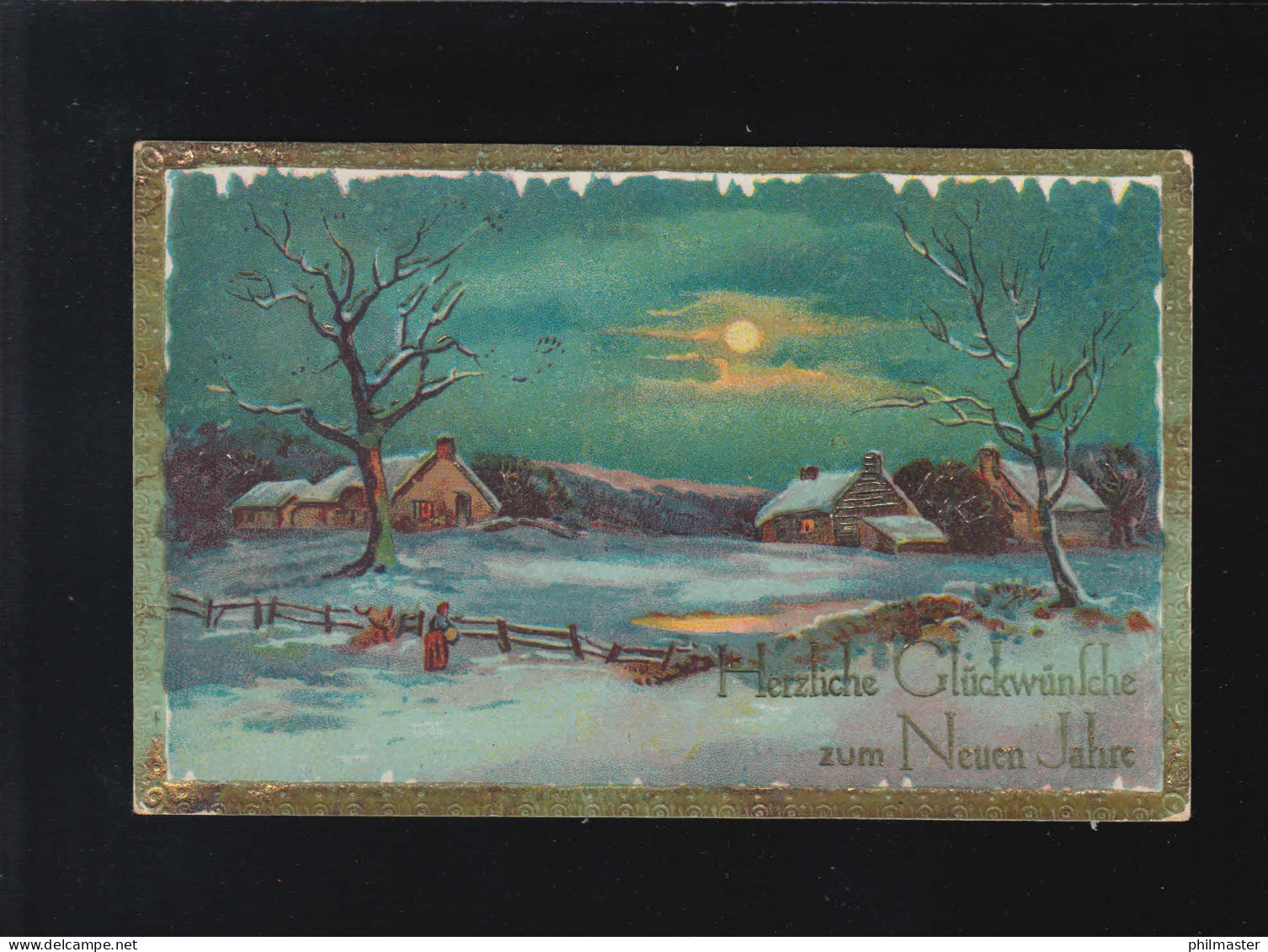 Nächtliches Dorf Glückwünsche Neujahr, Wilhelmshaven - Rüstringen 31.12.1929 - Tegenlichtkaarten, Hold To Light