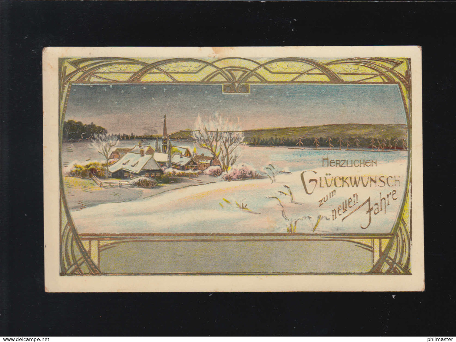 Winter Dorf Ornamente Art Deco Glückwunsch Neuen Jahre, Prienbach 30.12.1912  - Tegenlichtkaarten, Hold To Light