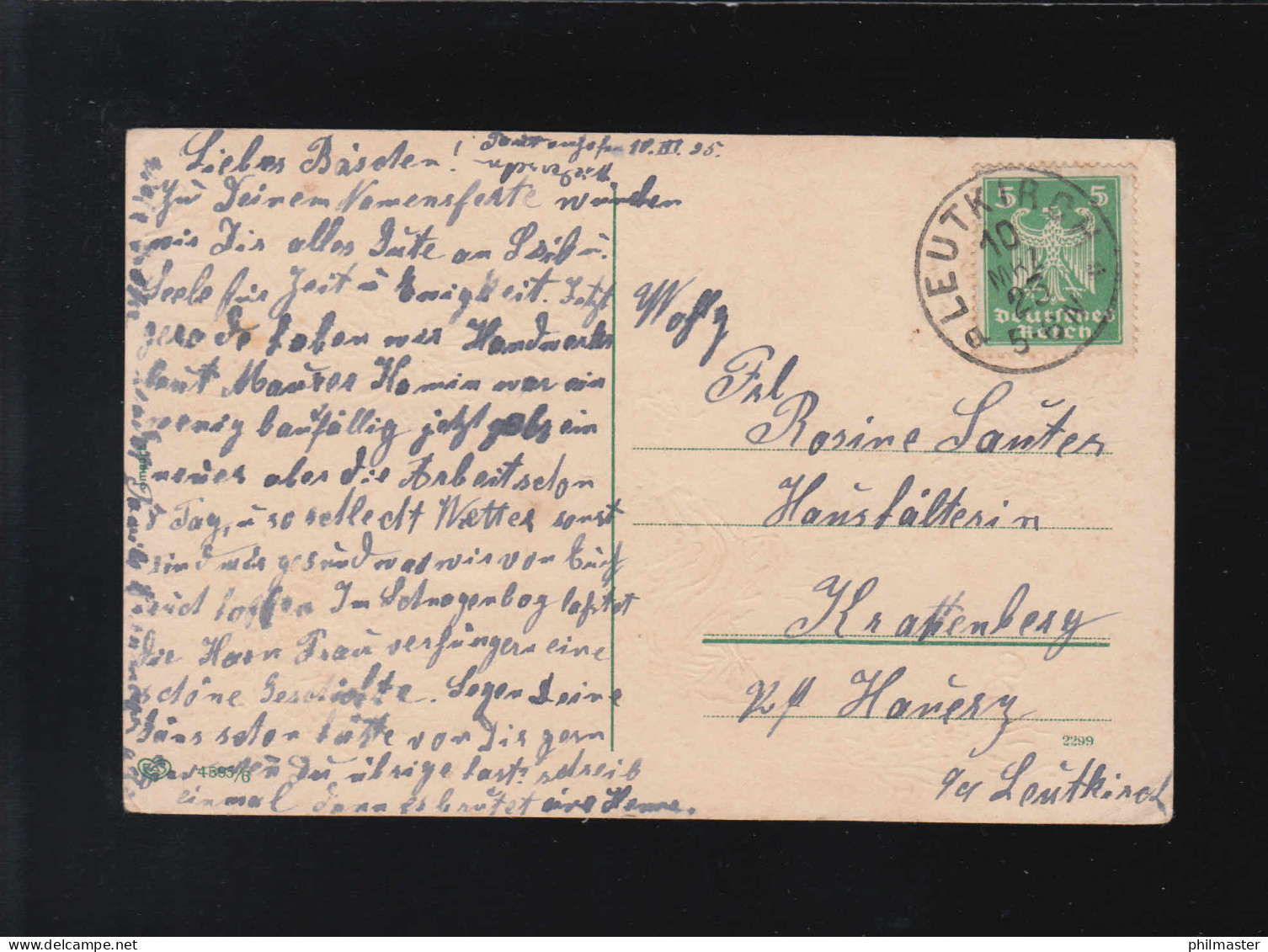 Mädchen Rosa Blaue Kleider Mauer Blühende Zweige Frühling, Leutkirch 10.3.1925 - Halt Gegen Das Licht/Durchscheink.