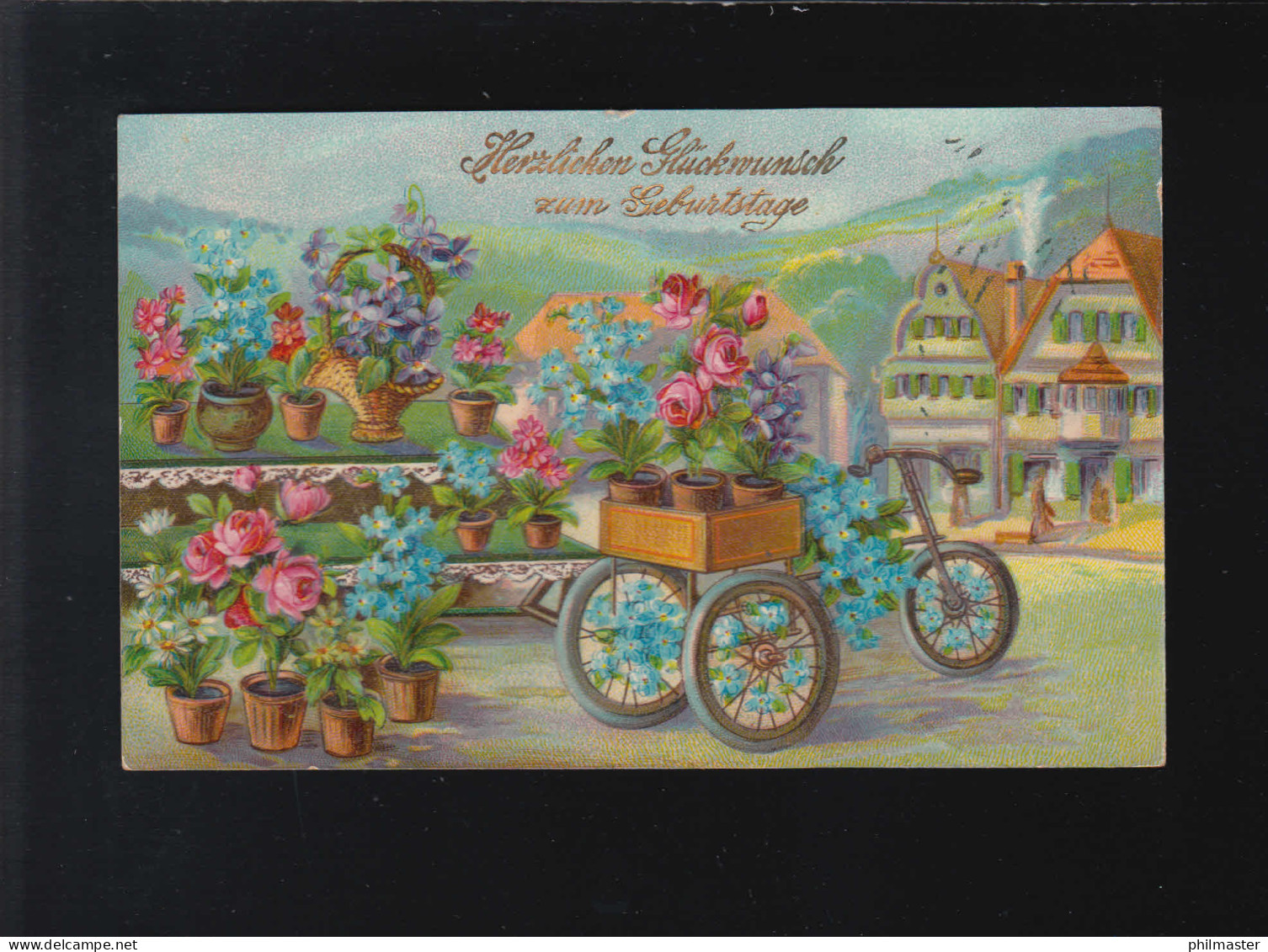 Glückwunsch Zum Geburtstage, Blumensträuße Lieferung, Rietschen 12.4.1910 - Contre La Lumière