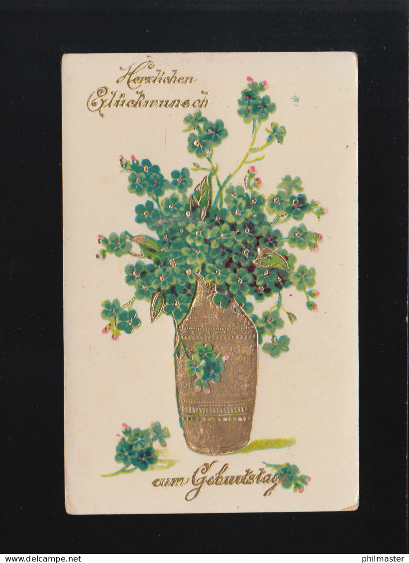 Vase Mit Bunten Blüten, Herzlichen Glückwunsch Zum Geburtstag, Eschede 9.11.1923 - Halt Gegen Das Licht/Durchscheink.